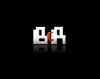 BcR logo with white and red pixelated text on a black background.